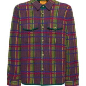 Guest in Residence Plaid Work Shirt Jacket 100% Cashmere